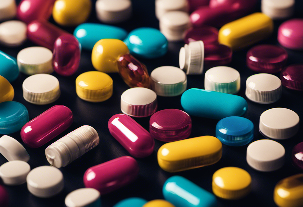 An image showcasing various over-the-counter weight loss medications, illustrating their different forms, colors, and packaging