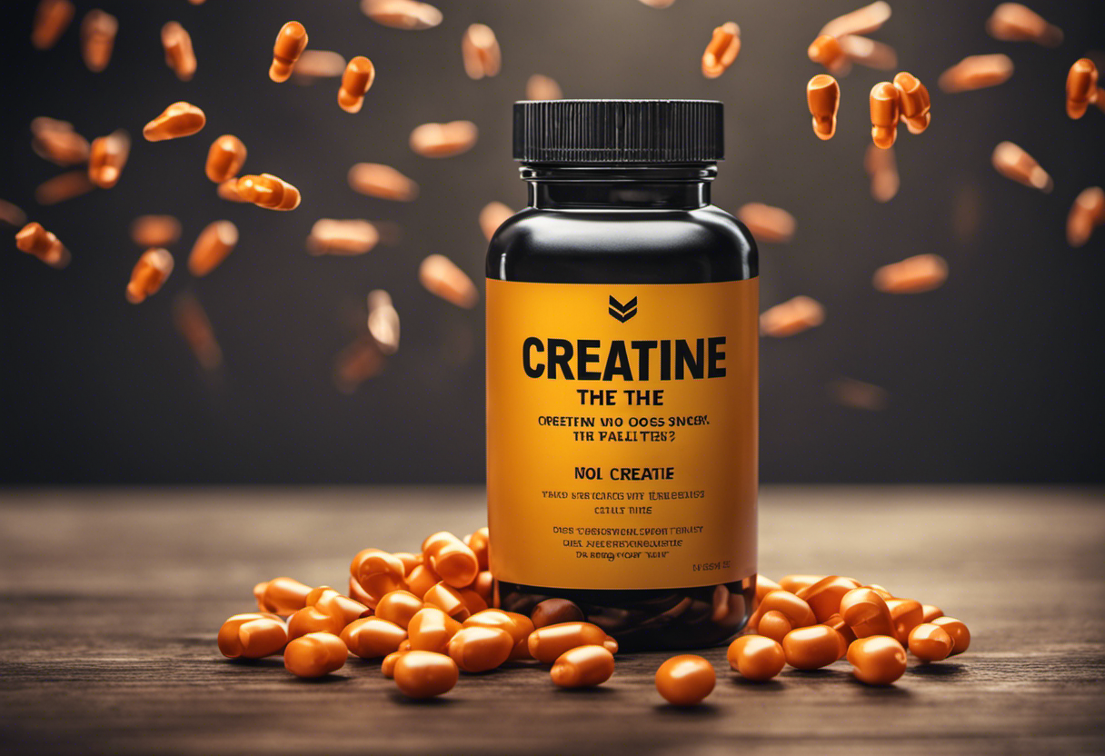 Lly striking image depicting a healthy liver surrounded by question marks and arrows pointing towards a bottle of creatine, emphasizing the topic "Does creatine harm the liver? Unraveling the truth