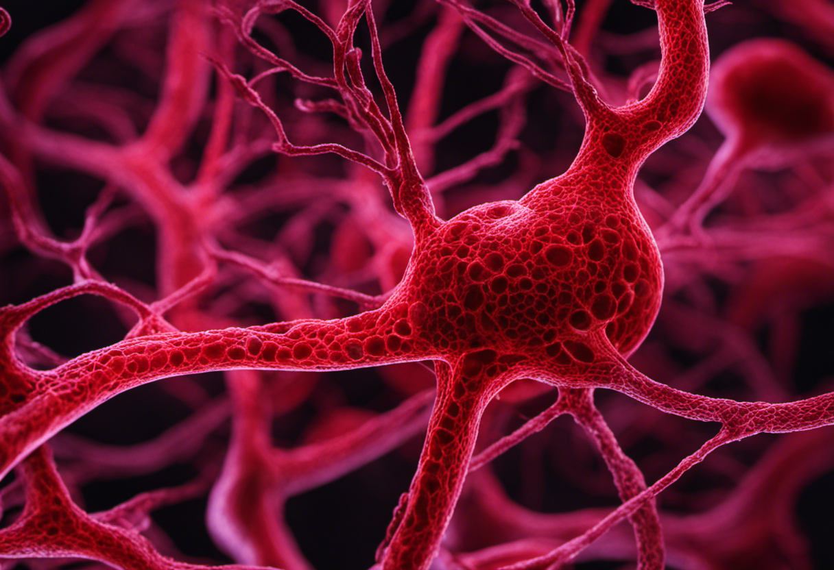 An image showcasing the intricate network of blood vessels and abnormal tissue growth, depicting the contrasting features of Adenomyosis and Endometriosis