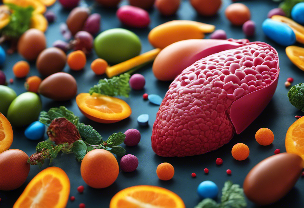 An image depicting a healthy liver surrounded by vibrant colors and symbols of creativity, showcasing the benefits of creatine for liver health