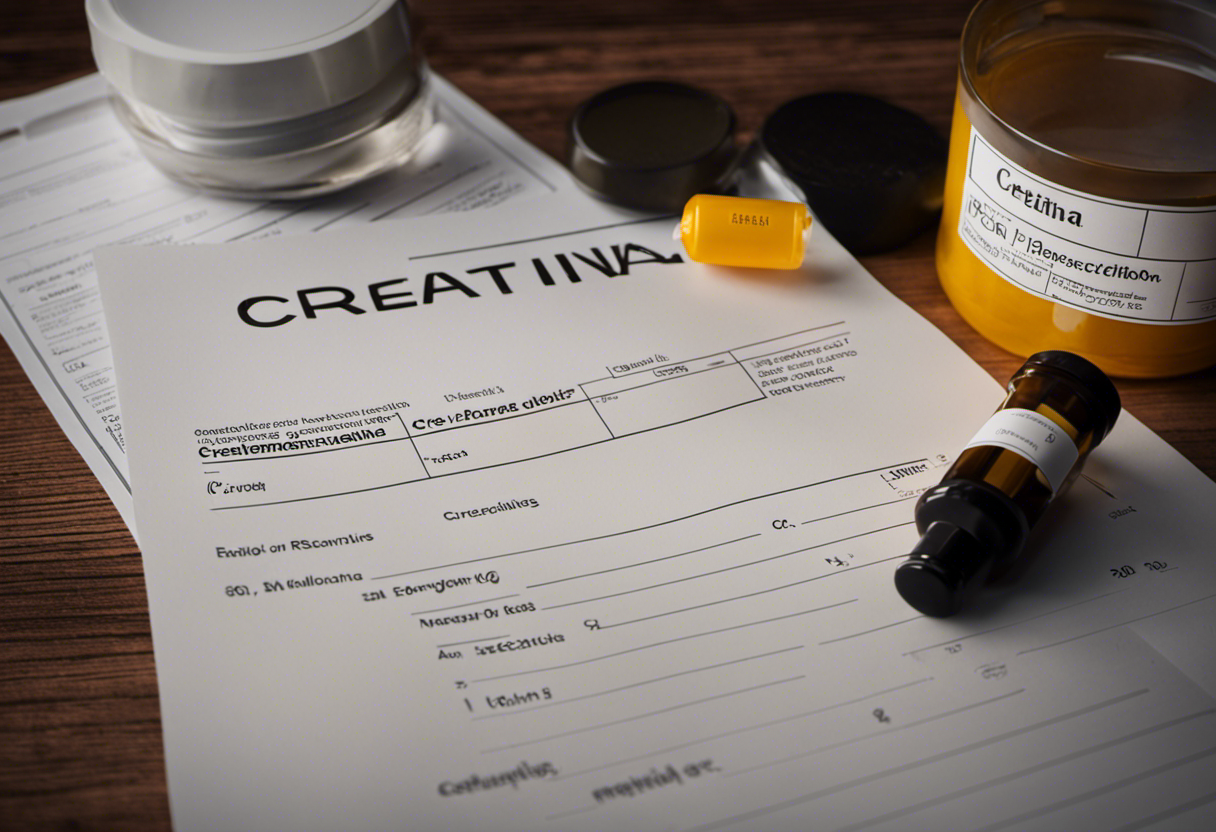 An image showcasing a doctor's prescription pad with the word "Creatina" written on it