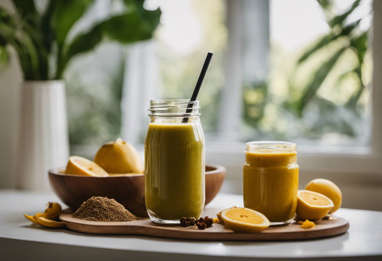 An image showcasing a woman with endometriosis, confidently incorporating maca peruana into her daily routine