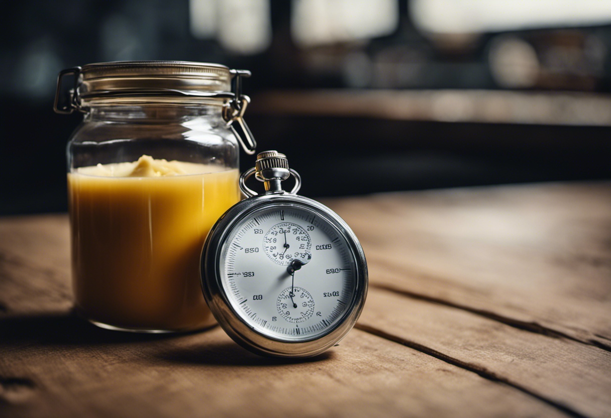 An image showcasing a stopwatch next to a jar containing 250g of creatine, emphasizing the passage of time