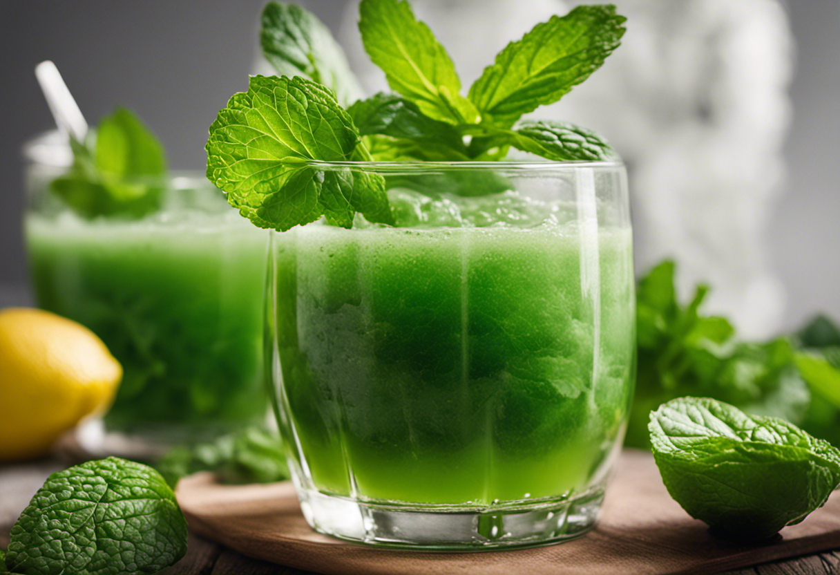 An image showcasing a step-by-step guide to preparing a refreshing Mint Detox Juice (Receita de Suco Detox de Hortelã)