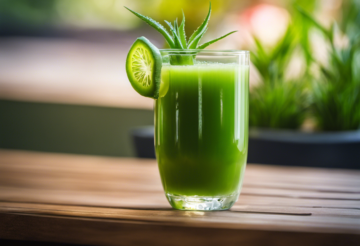 An image showcasing a refreshing, vibrant glass of detox juice for those with gastritis