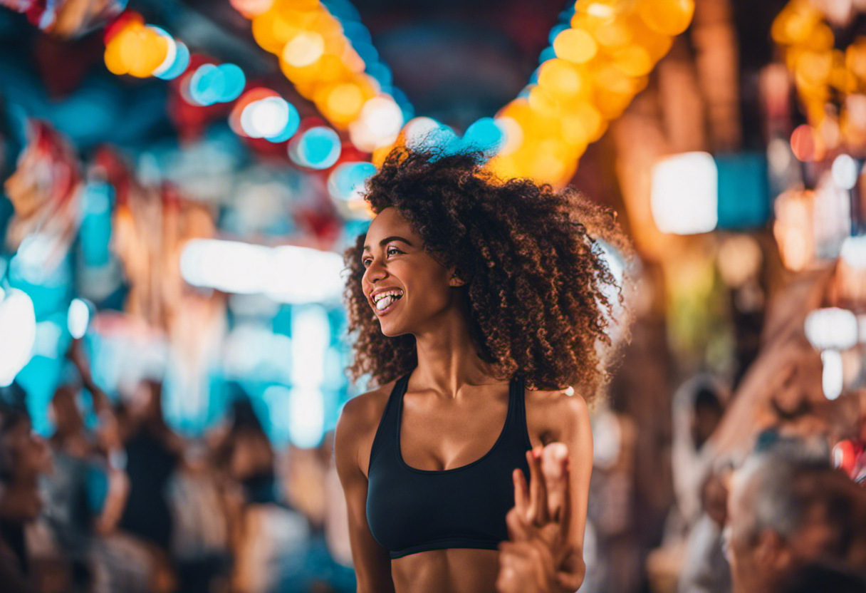 An image showcasing contrasting visuals of a vibrant, energetic individual engaged in various activities, juxtaposed with a serene, healthy individual practicing self-care