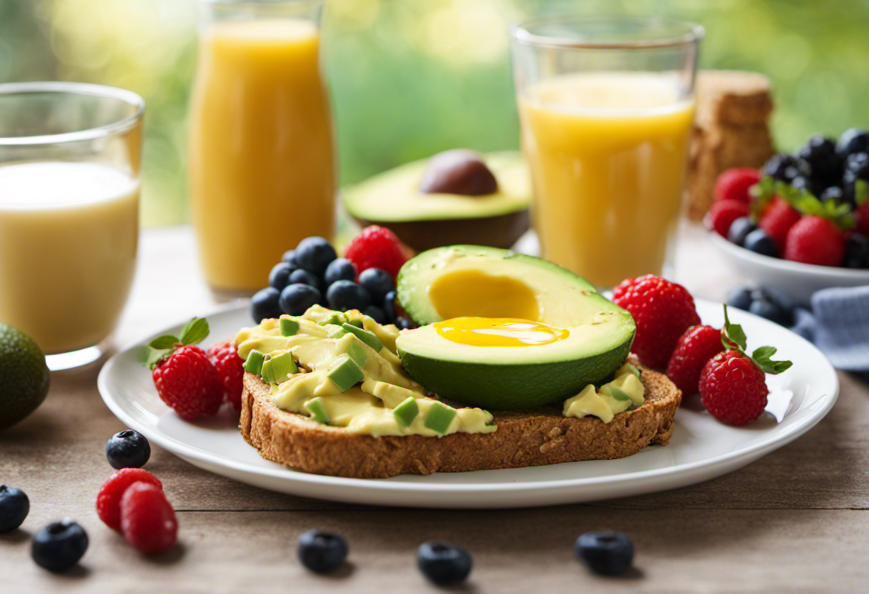 An image showcasing a balanced breakfast plate for endomorphic body types