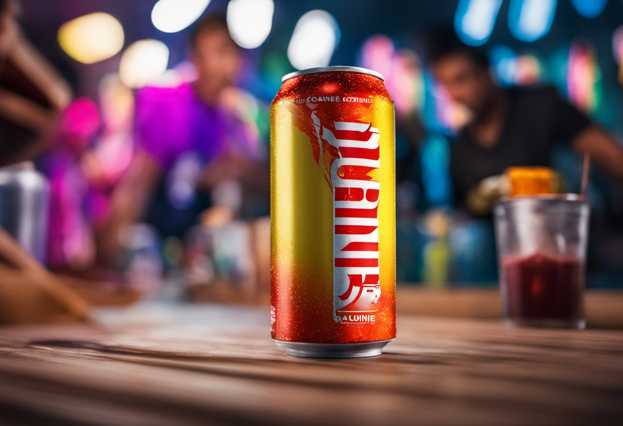 An image showcasing a vibrant energy drink with a can labeled "Taurine & Caffeine," highlighting their roles in supplementation